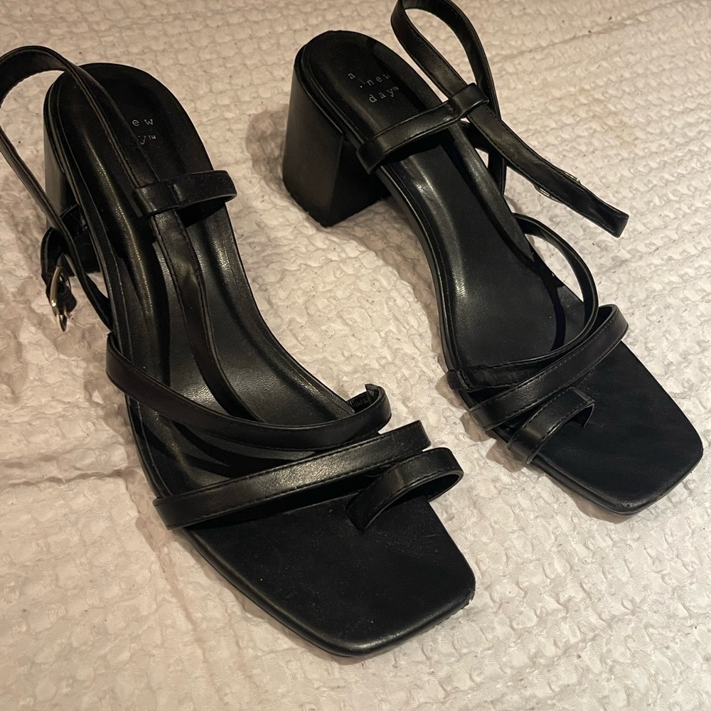 A New Day Black Block Heel Sandals